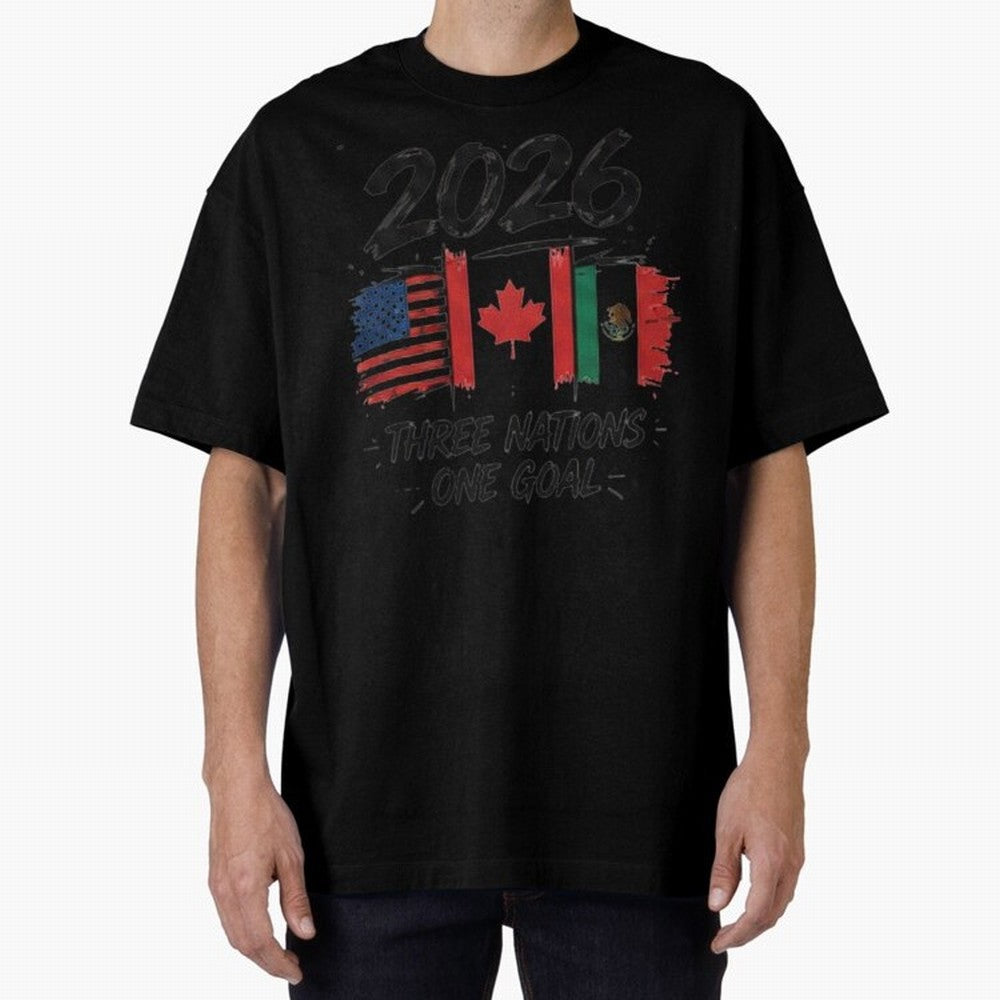 2026 Three Nations One Goal Football Tee Classic T-Shirt Represent the Passion of FIFA World Cup 2026 Group Stage for Fans of Messi, CR7 and Mbappe and England, France and Netherlands, Bringing Champion Mindset, Group Stage Buzz, Knockout Tension