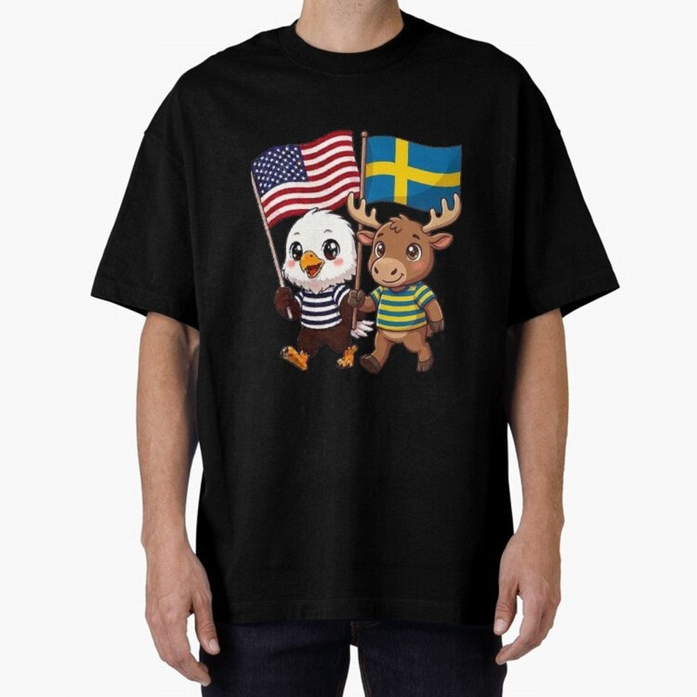 The American eagle and its friend, the Swedish elk Classic T-Shirt Feel International Energy from the FIFA World Cup 2026 USA Canada Mexico Journey through Cristiano Ronaldo, Haaland and CR7 Highlights, Brazil Pride, Game Day Rituals, Football