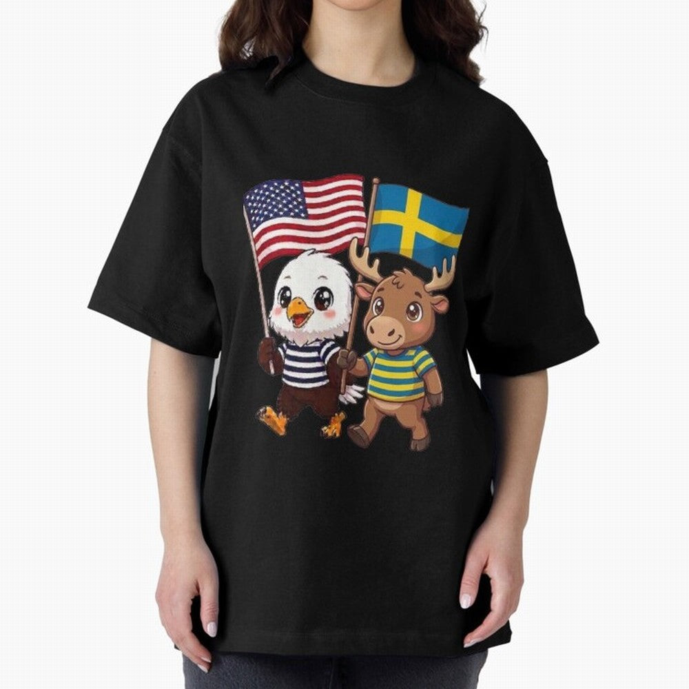 The American eagle and its friend, the Swedish elk Classic T-Shirt Feel International Energy from the FIFA World Cup 2026 USA Canada Mexico Journey through Cristiano Ronaldo, Haaland and CR7 Highlights, Brazil Pride, Game Day Rituals, Football