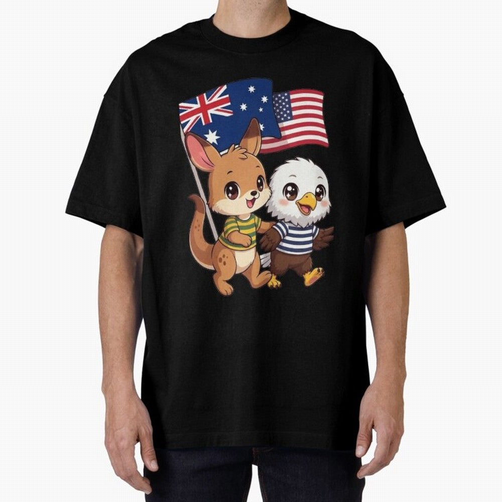 the Australian kangaroo and its friend the American eagle Classic T-Shirt Show Championship Spirit for Match Day Hype around FIFA World Cup 2026 USA Canada Mexico, Messi, Neymar and Mbappe, England, Stadium Chants, National Pride, Trophy Dreams and