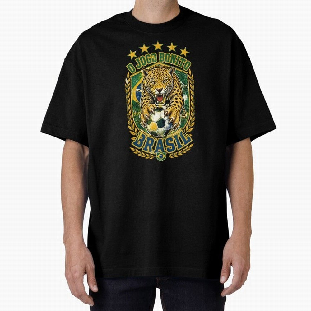 Brazil Soccer Jaguar - O Jogo Bonito Vintage 5 Stars Football Fan T-Shirt Classic T-Shirt Discover the FIFA World Cup 2026 USA Canada Mexico Journey through Messi, CR7 and Mbappe Highlights, France Pride, Stadium Chants, National Pride, Trophy