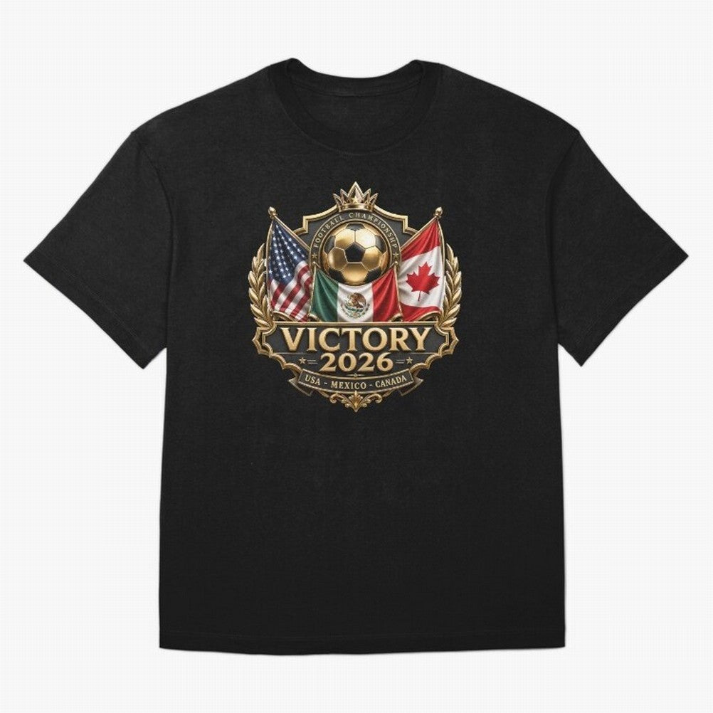 Victory 2026 USA Mexico Canada Football Crest Classic T-Shirt Bring Global Tournament Vibes to the FIFA World Cup 2026 Journey through Neymar Highlights, France Pride, Championship Spirit, Famous Goals, Roaring Crowds and International Football