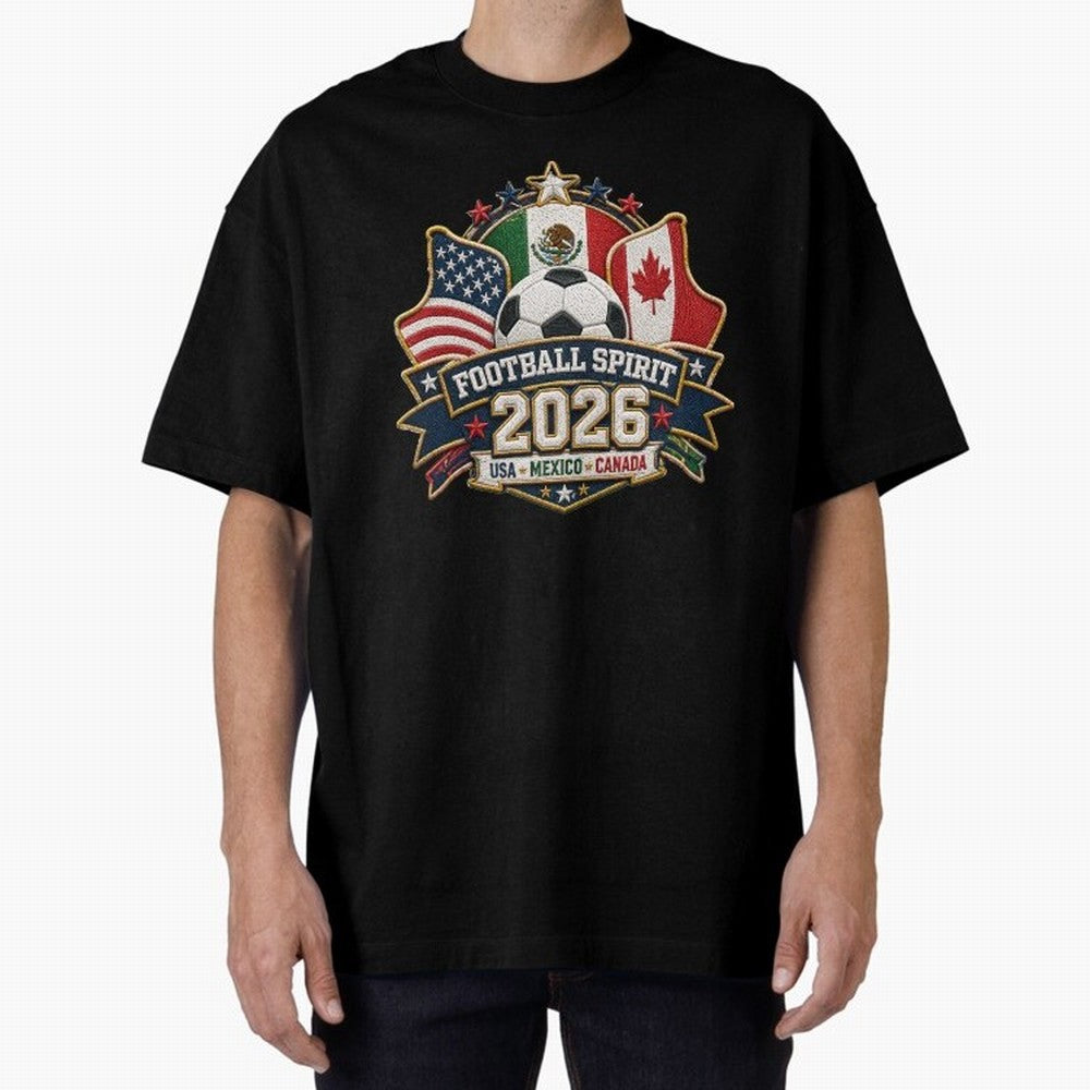 Football Spirit 2026 USA Mexico Canada Patch Design Classic T-Shirt Honor Champions and Dreams in FIFA World Cup 2026 Group Stage Capturing Messi, CR7 and Mbappe, England, France and Netherlands Energy, Tournament Hype, Historic Matchups, Family