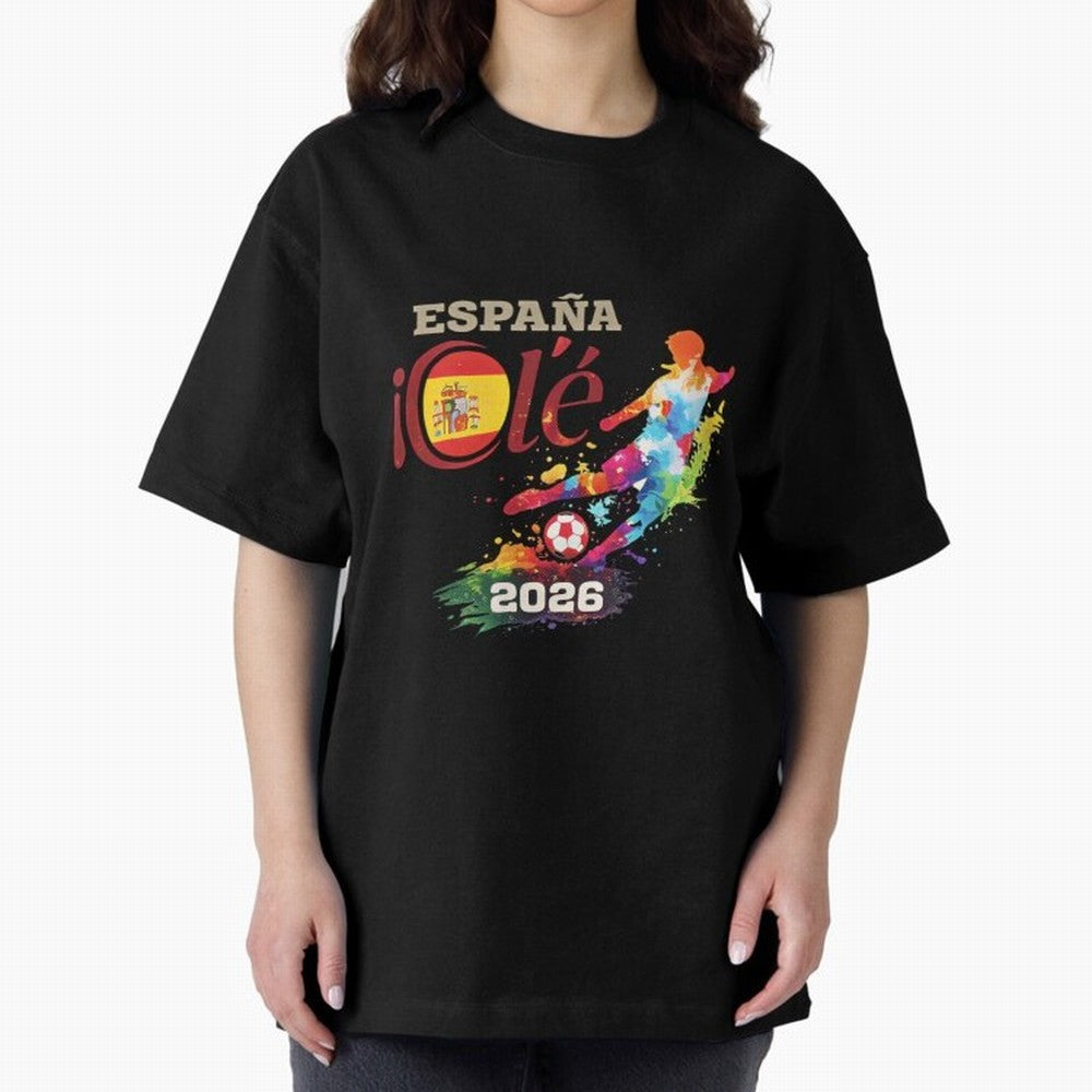 Spain Ol¨¦ 2026 Colorful Watercolor Football Graphic Classic T-Shirt Celebrate Supporters United by Global Football Passion for FIFA World Cup 2026, Capturing Neymar, England, Retro Football Energy, Iconic Rivalries, Trophy Chase Drama and Stadium