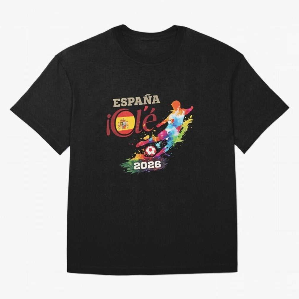 Spain Ol¨¦ 2026 Colorful Watercolor Football Graphic Classic T-Shirt Celebrate Supporters United by Global Football Passion for FIFA World Cup 2026, Capturing Neymar, England, Retro Football Energy, Iconic Rivalries, Trophy Chase Drama and Stadium