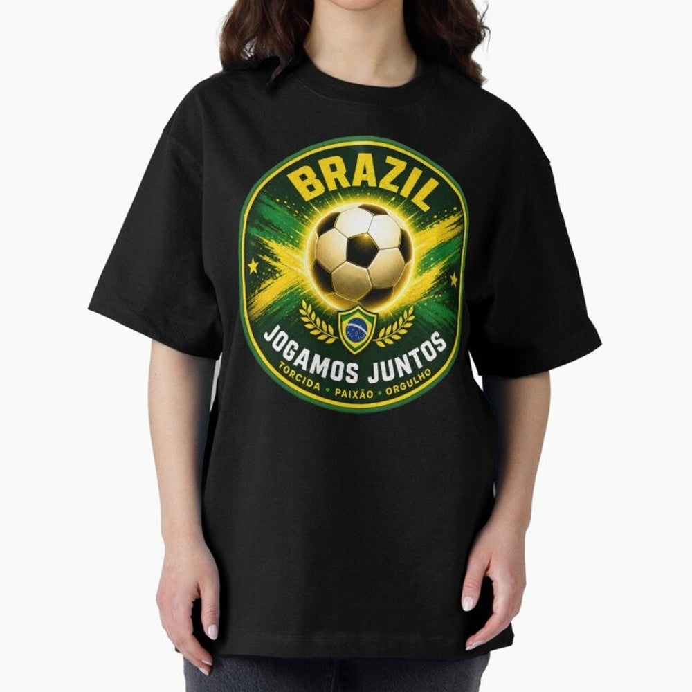 Vibrant and Elegant Brazil Soccer Emblem Classic T-Shirt Turn Up for the FIFA World Cup 2026 USA Canada Mexico Journey through Messi and Cristiano Ronaldo Highlights, France and Portugal Pride, Football Passion, Legendary Performances, Festival