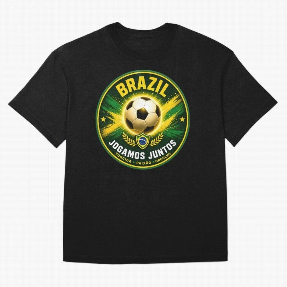 Vibrant and Elegant Brazil Soccer Emblem Classic T-Shirt Turn Up for the FIFA World Cup 2026 USA Canada Mexico Journey through Messi and Cristiano Ronaldo Highlights, France and Portugal Pride, Football Passion, Legendary Performances, Festival