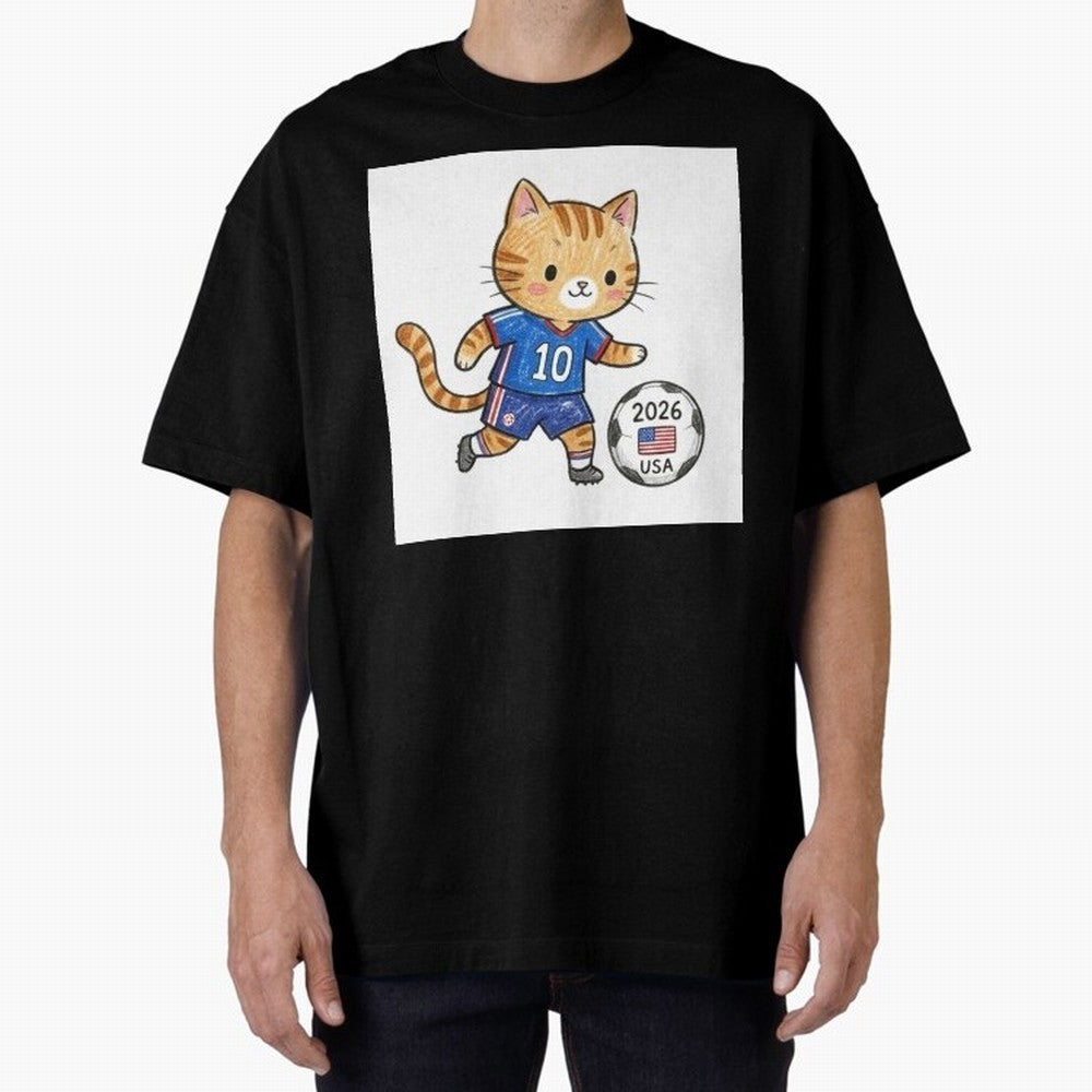 USA Soccer Cat #10 - 2026 World Cup Fan Art Classic T-Shirt Cheer for FIFA World Cup 2026 Spirit, Inspired by Portugal, Spain and Germany, Mbappe, Worldwide Fan Energy, Dramatic Goals, Stadium Lights and Championship Celebrations; Ideal for Fans