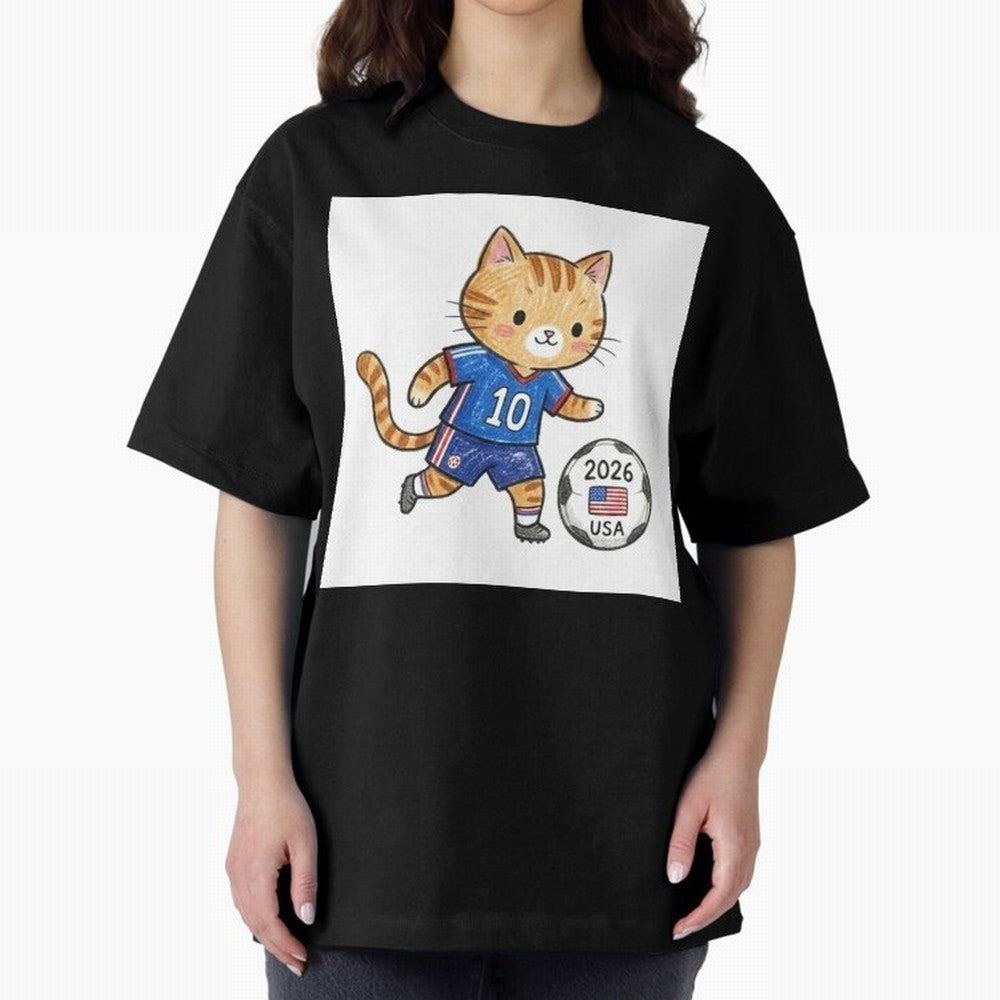 USA Soccer Cat #10 - 2026 World Cup Fan Art Classic T-Shirt Cheer for FIFA World Cup 2026 Spirit, Inspired by Portugal, Spain and Germany, Mbappe, Worldwide Fan Energy, Dramatic Goals, Stadium Lights and Championship Celebrations; Ideal for Fans