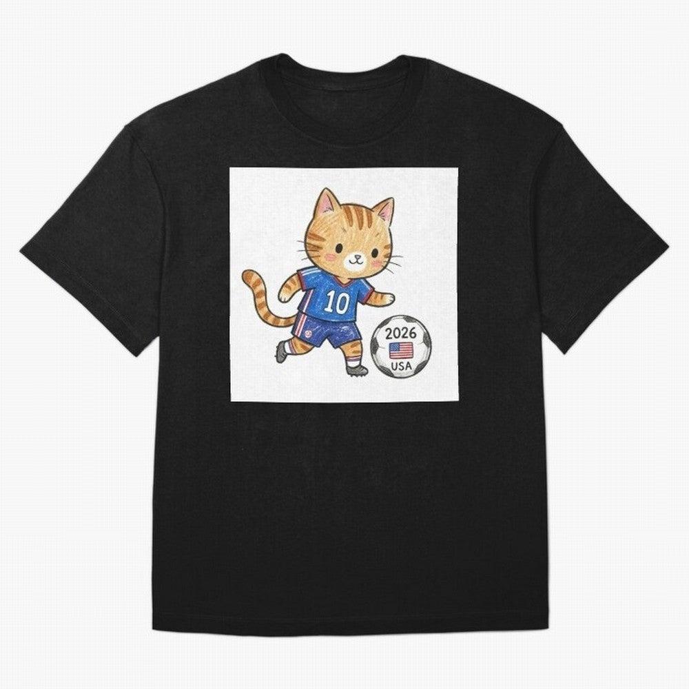 USA Soccer Cat #10 - 2026 World Cup Fan Art Classic T-Shirt Cheer for FIFA World Cup 2026 Spirit, Inspired by Portugal, Spain and Germany, Mbappe, Worldwide Fan Energy, Dramatic Goals, Stadium Lights and Championship Celebrations; Ideal for Fans