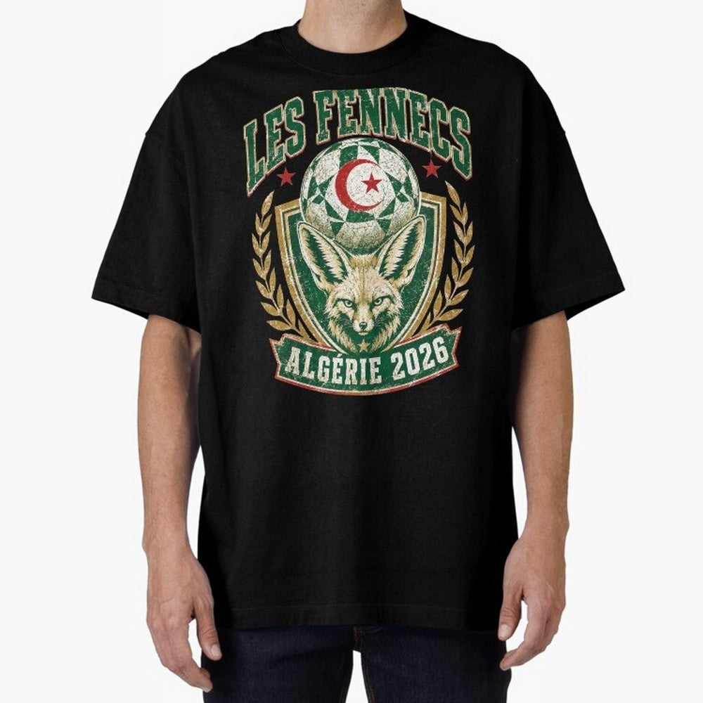 Les Fennecs Alg¨¦rie 2026 World Cup Soccer T-Shirt Classic T-Shirt Follow Every Goal of FIFA World Cup 2026 Group Stage for Fans of Neymar and Brazil, Portugal and Argentina, Bringing Championship Spirit, Famous Goals, Roaring Crowds and