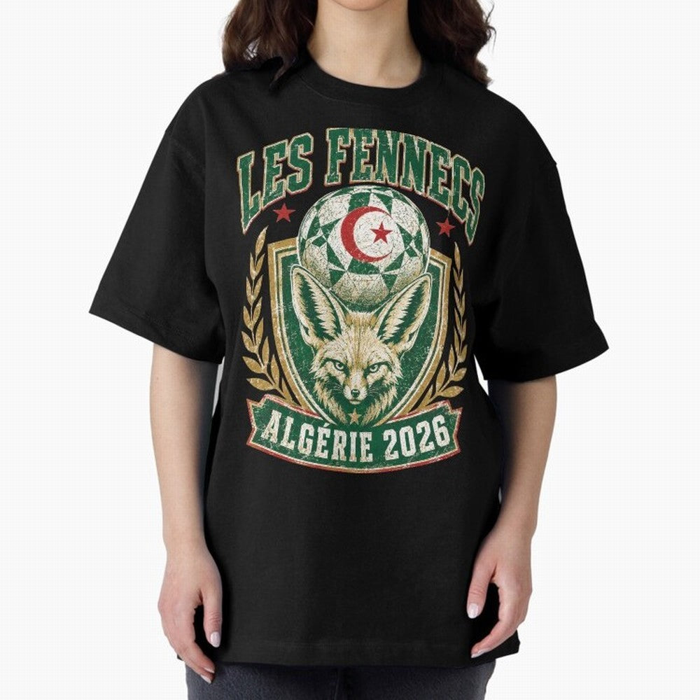 Les Fennecs Alg¨¦rie 2026 World Cup Soccer T-Shirt Classic T-Shirt Follow Every Goal of FIFA World Cup 2026 Group Stage for Fans of Neymar and Brazil, Portugal and Argentina, Bringing Championship Spirit, Famous Goals, Roaring Crowds and