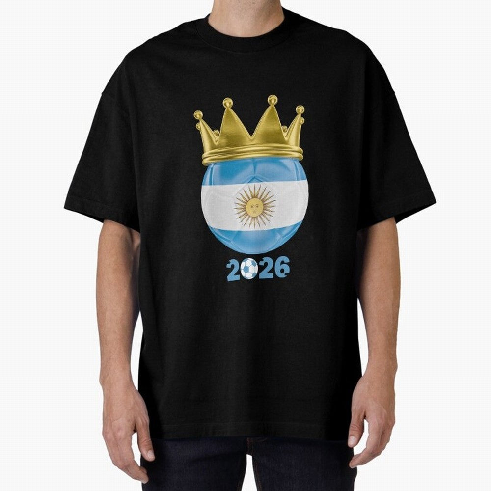 Argentina Football Champion Crown 2026 Classic T-Shirt Carry the Colors and Pride of FIFA World Cup 2026 Group Stage for Fans of Messi and Brazil, Bringing Football History, Final Match Energy, Crowd Noise and Once in a Lifetime Moments; Created