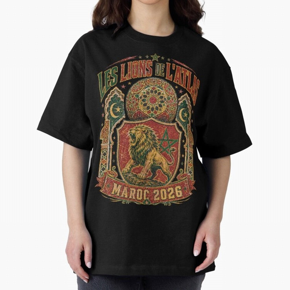 Lions De L'Atlas Maroc 2026 World Cup Soccer T-Shirt Classic T-Shirt Celebrate the Biggest Stage of Global Football Passion for FIFA World Cup 2026 USA Canada Mexico, Filled with Neymar, England, France and Netherlands, Fan Favorite Moments,