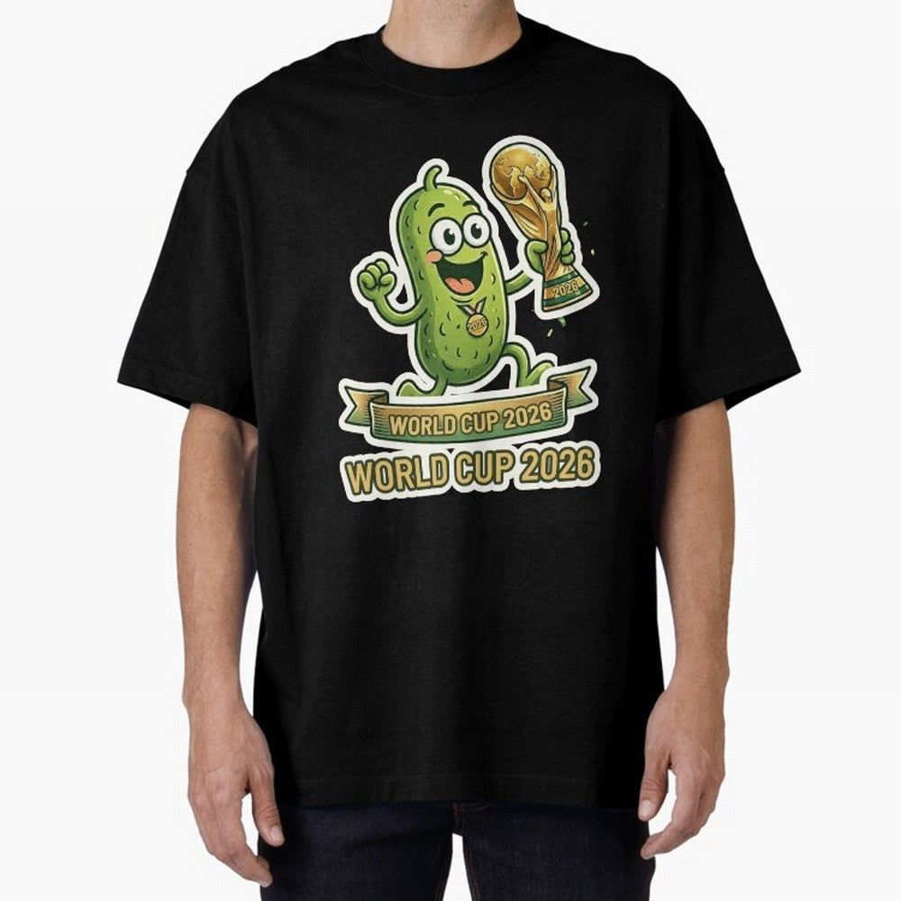 World Cup 2026 Pickle Champion Shirt ¨C Funny Soccer Pickle Mascot Holding Trophy, Cute Football Cartoon Design for Fans Sticker Mug Classic T-Shirt Back Your Heroes with FIFA World Cup 2026 for Fans of Mbappe and Neymar and France, Bringing Global