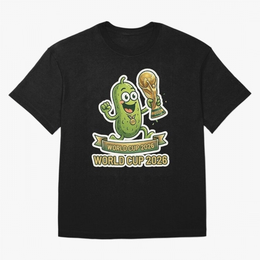 World Cup 2026 Pickle Champion Shirt ¨C Funny Soccer Pickle Mascot Holding Trophy, Cute Football Cartoon Design for Fans Sticker Mug Classic T-Shirt Back Your Heroes with FIFA World Cup 2026 for Fans of Mbappe and Neymar and France, Bringing Global