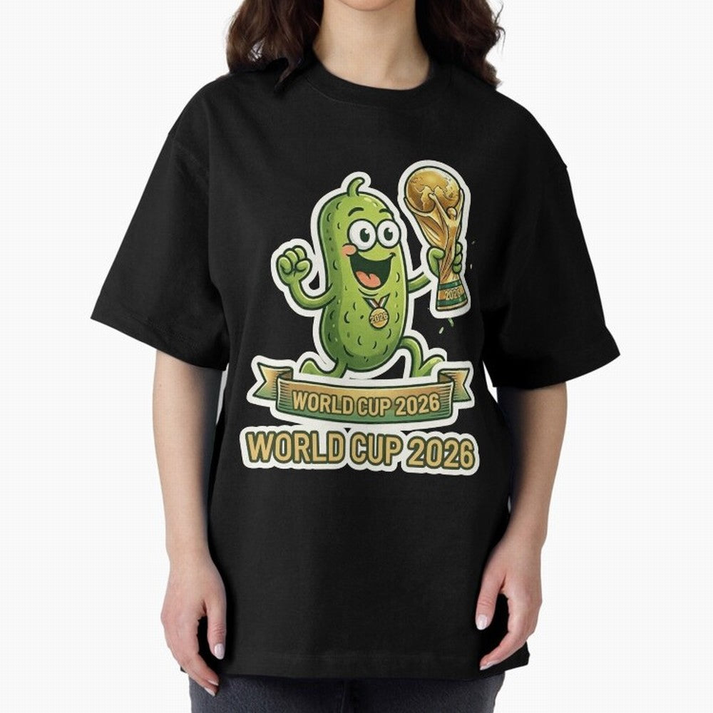 World Cup 2026 Pickle Champion Shirt ¨C Funny Soccer Pickle Mascot Holding Trophy, Cute Football Cartoon Design for Fans Sticker Mug Classic T-Shirt Back Your Heroes with FIFA World Cup 2026 for Fans of Mbappe and Neymar and France, Bringing Global