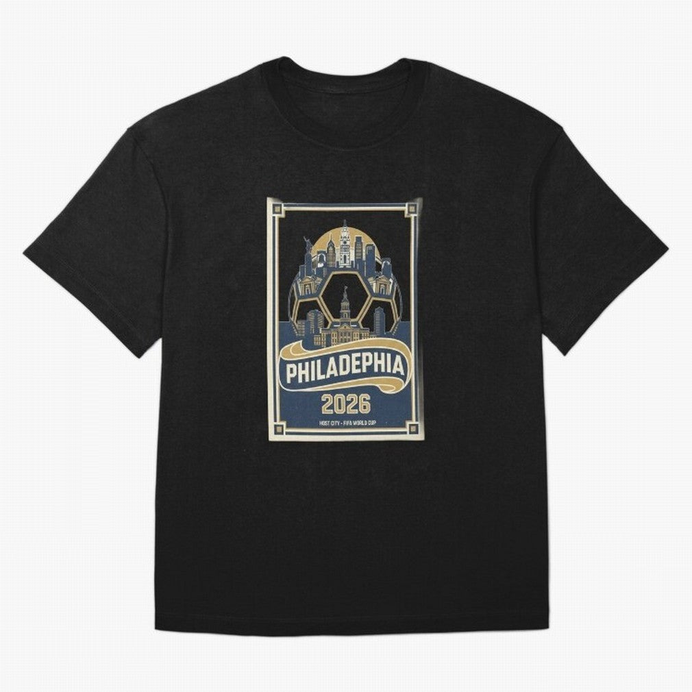 Philadelphia 2026 ¨C Vintage Soccer Host City Tee Classic T-Shirt Follow the Road to the FIFA World Cup 2026 USA Canada Mexico Journey through Neymar Highlights, Brazil, Portugal and Argentina Pride, Fan Favorite Moments, National Team Passion, Big