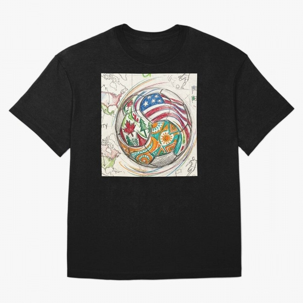 FIFA 2026 World Cup Unity Ball - Hand-Drawn Host Nations Art Classic T-Shirt Experience the FIFA World Cup 2026 USA Canada Mexico Journey through Messi, CR7 and Mbappe Highlights, Germany Pride, Football Passion, Legendary Performances, Festival