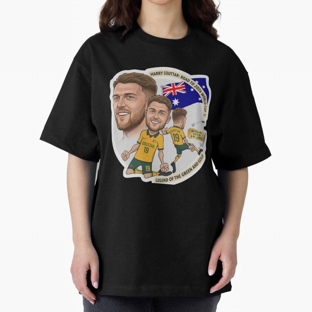 Harry Souttar Australia Football Legend Cartoon Illustration Classic T-Shirt Fuel Your Fan Pride for Match Day Hype around FIFA World Cup 2026 Group Stage, Neymar, England, Worldwide Fan Energy, Dramatic Goals, Stadium Lights and Championship