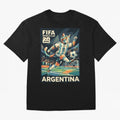 Argentina Cat World Cup 2026 ¨C Geometric Football Art Classic T-Shirt Celebrate Fan Culture around FIFA World Cup 2026 USA Canada Mexico Spirit, Celebrating Argentina, France and Brazil, Messi, CR7 and Mbappe, Classic Soccer Heritage, Championship