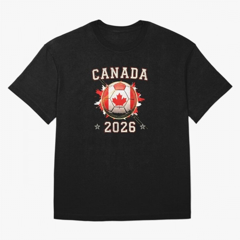 Front Print Canada Soccer World Cup 2026 - Canadian Fan Gift T-Shirt_84561562 Classic T-Shirt Stand with FIFA World Cup 2026 USA Canada Mexico Driven by Mbappe, England and Germany Energy, Worldwide Fan Energy, Dramatic Goals, Stadium Lights and