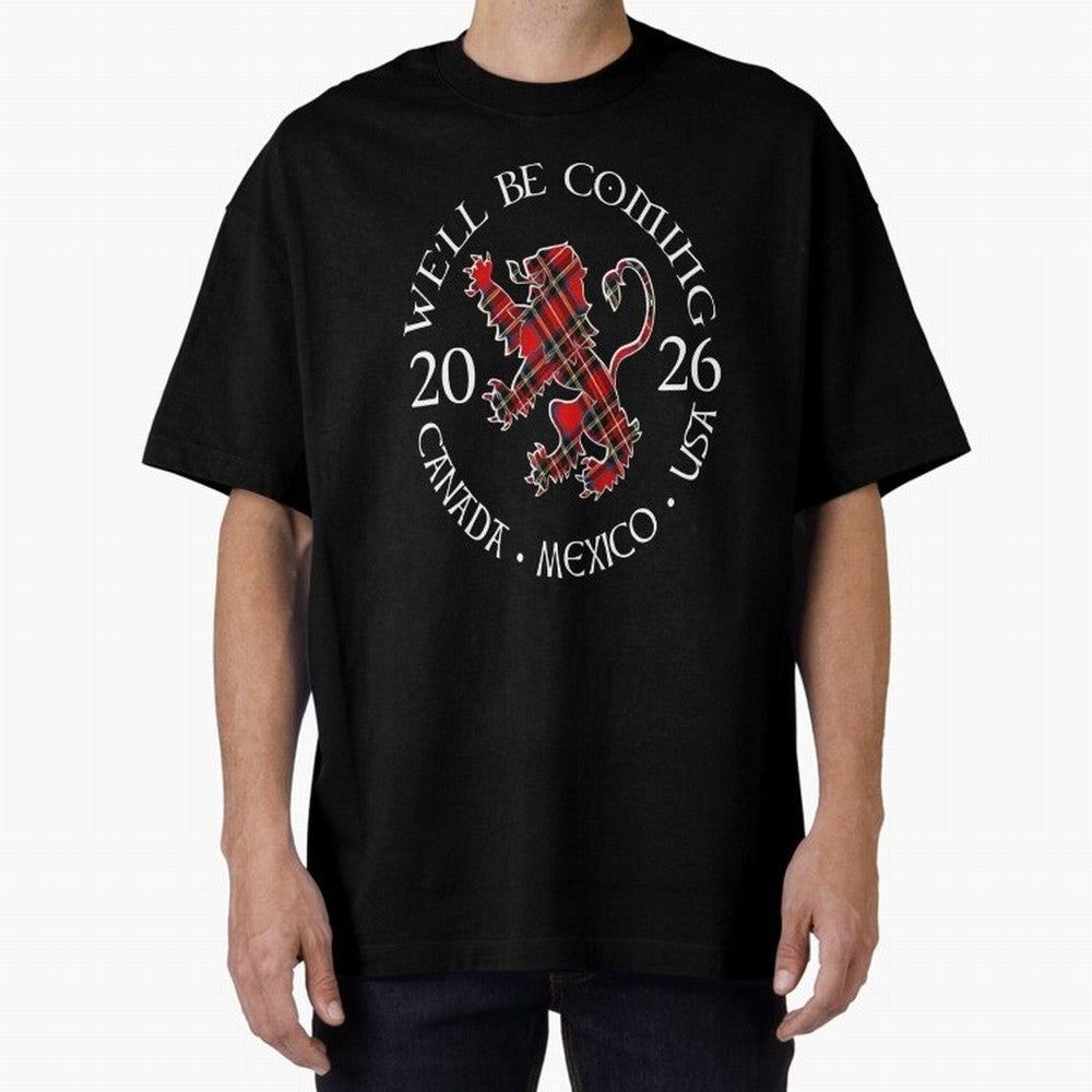 We'll be Coming Scotland Football Tee Scottish World Cup Classic T-Shirt Support the Legends of FIFA World Cup 2026 Group Stage for Fans of Messi and Germany, Bringing Vintage Soccer Flavor, Modern Football Stars, National Flags and Final Night