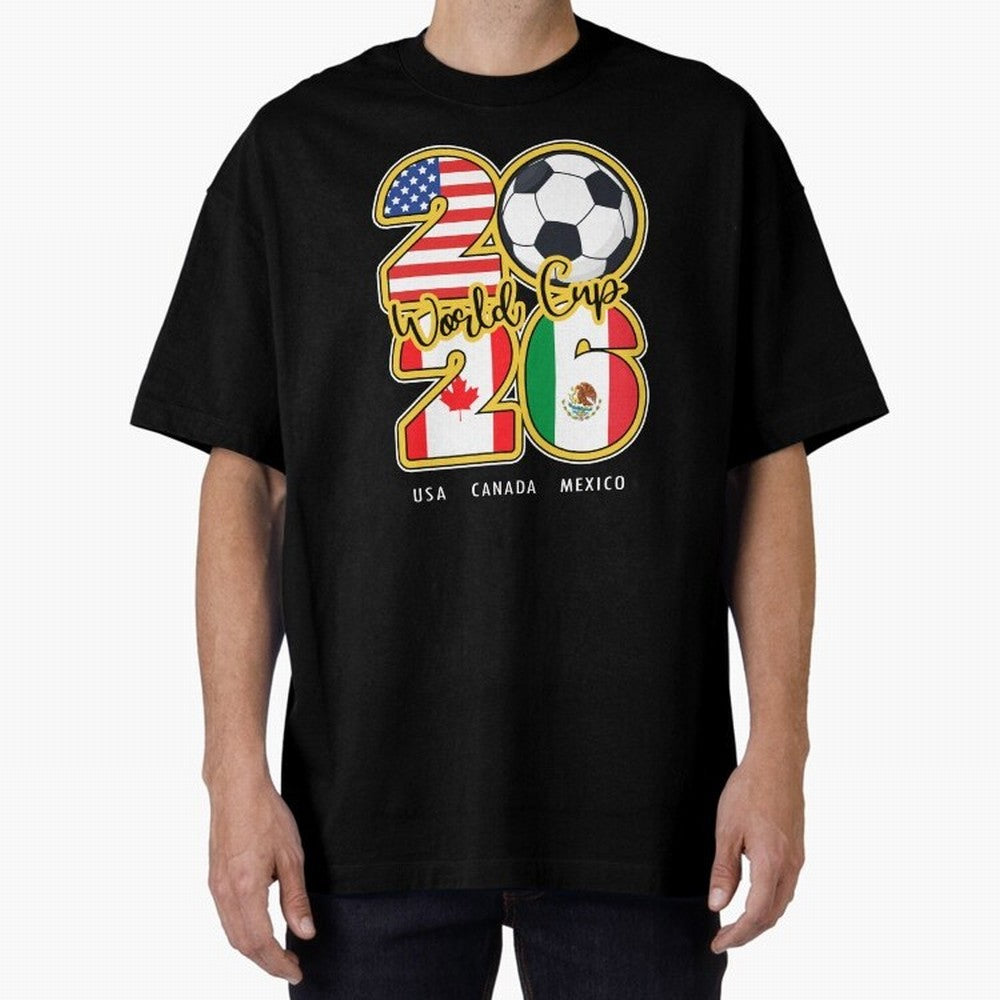 Usa Canada Mexico Soccer 2026 Oversized T-Shirt Experience the Global Stage of Match Day Hype around FIFA World Cup 2026 USA Canada Mexico, Cristiano Ronaldo, Haaland and CR7, Spain, Global Supporter Spirit, Legendary Goals, National Colors and