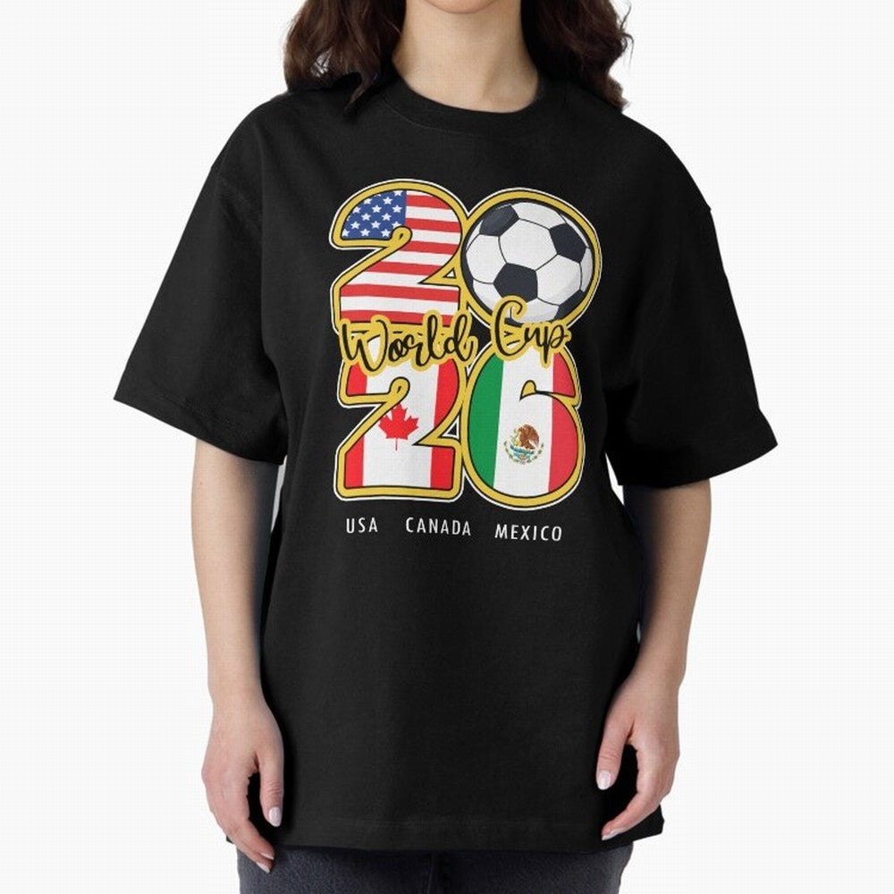 Usa Canada Mexico Soccer 2026 Oversized T-Shirt Experience the Global Stage of Match Day Hype around FIFA World Cup 2026 USA Canada Mexico, Cristiano Ronaldo, Haaland and CR7, Spain, Global Supporter Spirit, Legendary Goals, National Colors and