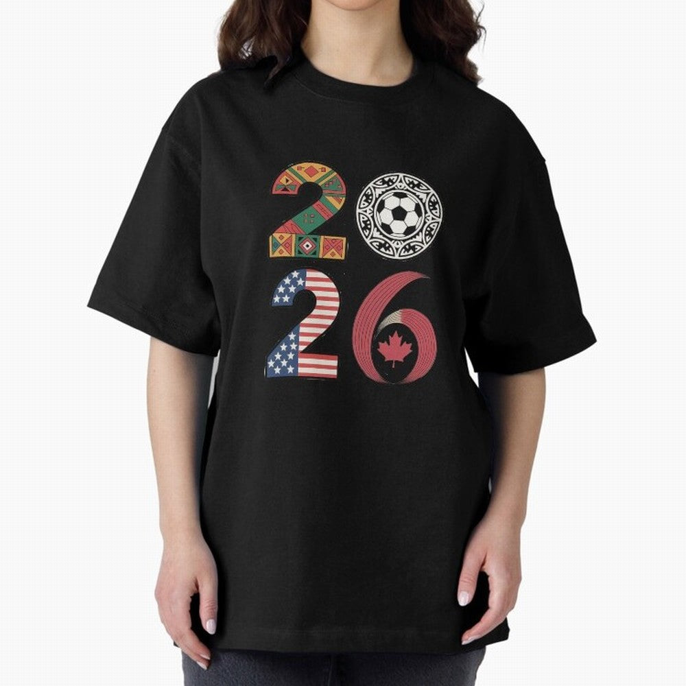 2026 Football Countries Design ¨C USA, Canada & Mexico Inspired Art Oversized T-Shirt Feel the Heartbeat of FIFA World Cup 2026 Group Stage Celebrating Mbappe, Spain and Netherlands Energy, Worldwide Fan Energy, Dramatic Goals, Stadium Lights and