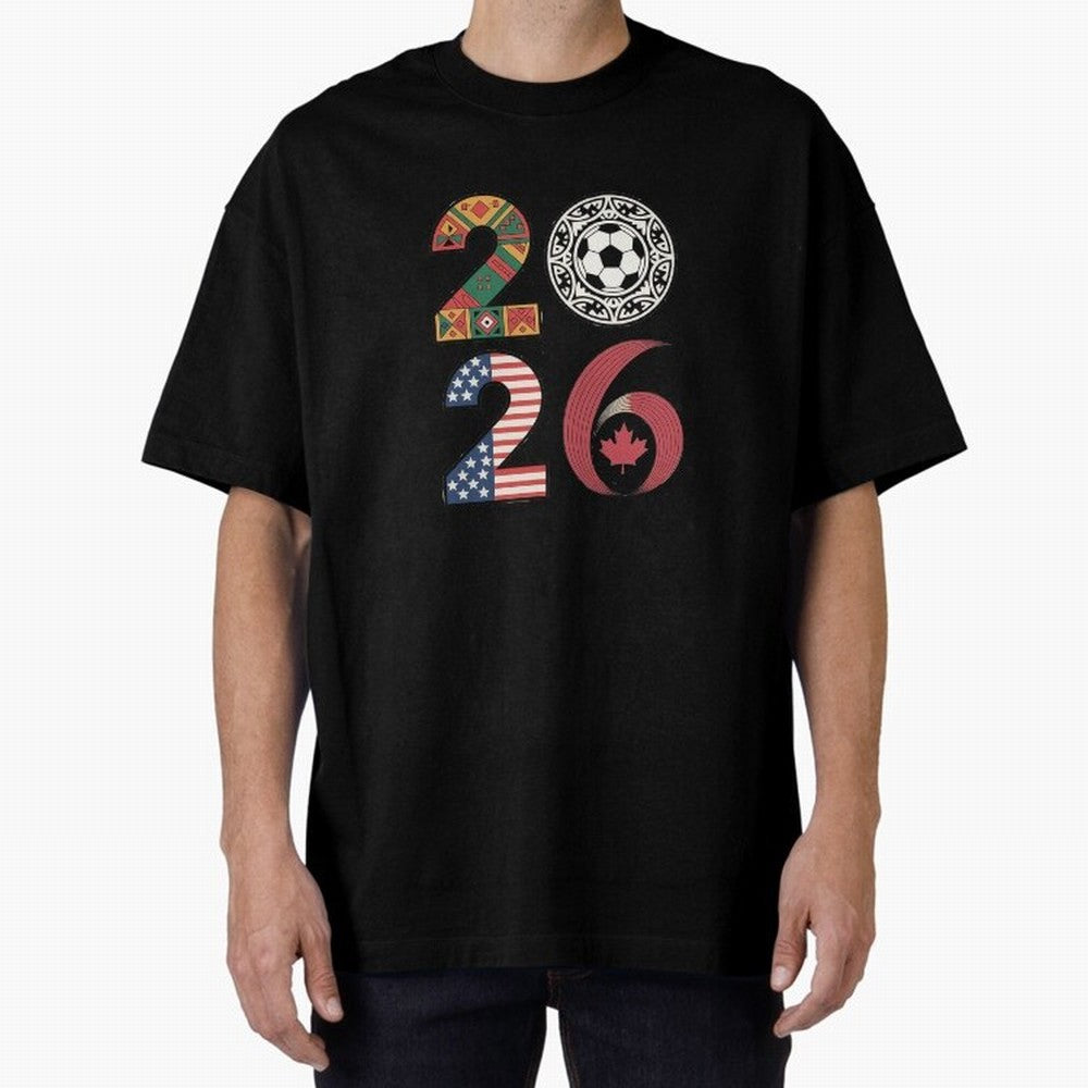 2026 Football Countries Design ¨C USA, Canada & Mexico Inspired Art Oversized T-Shirt Feel the Heartbeat of FIFA World Cup 2026 Group Stage Celebrating Mbappe, Spain and Netherlands Energy, Worldwide Fan Energy, Dramatic Goals, Stadium Lights and