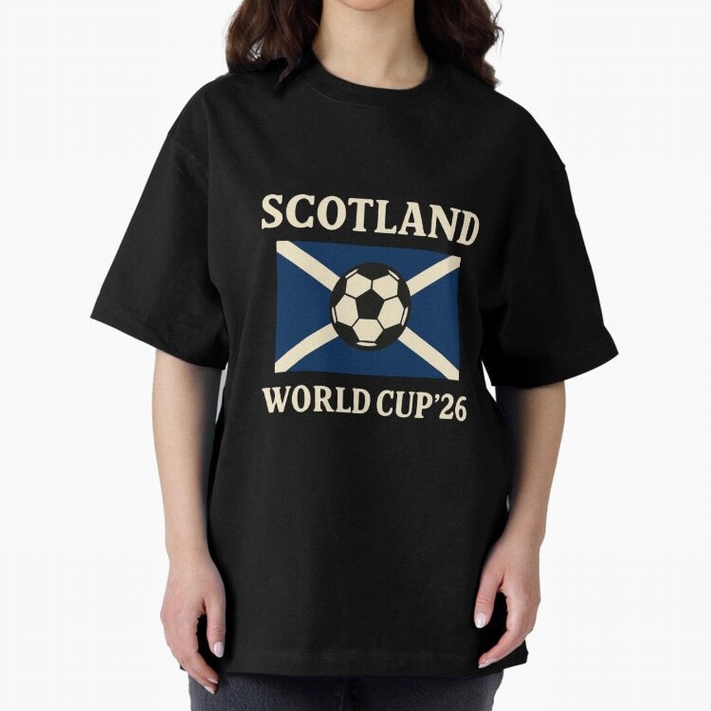 Scotland World Cup 2026 Oversized T-Shirt Celebrate Global Passion for FIFA World Cup 2026 Built around CR7 and Messi, Spain Energy, Football Festival Excitement, Trophy Ambitions, Country Rivalries and Star Player Buzz; Ideal for Passionate Fans