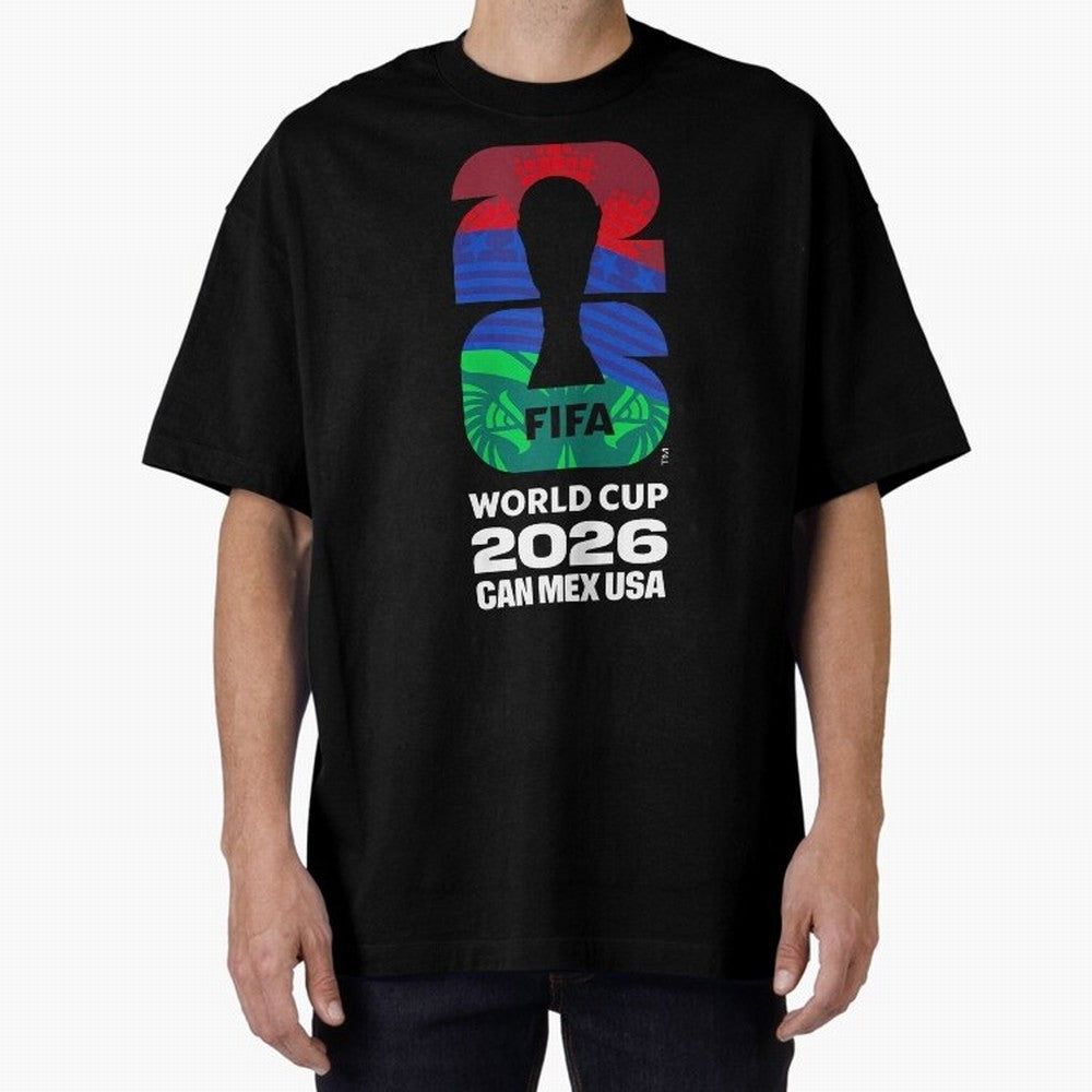 World Cup26 Host Country Logo Flags Oversized T-Shirt Experience the FIFA World Cup 2026 USA Canada Mexico Journey through Mbappe and Neymar Highlights, Germany Pride, Supporter Pride, Iconic Celebrations, Legendary Names and Global Match Day