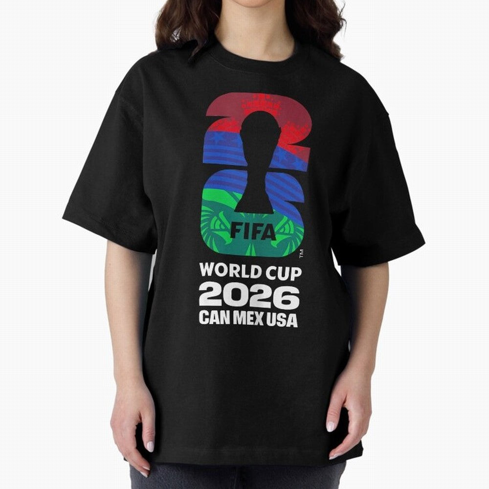 World Cup26 Host Country Logo Flags Oversized T-Shirt Experience the FIFA World Cup 2026 USA Canada Mexico Journey through Mbappe and Neymar Highlights, Germany Pride, Supporter Pride, Iconic Celebrations, Legendary Names and Global Match Day