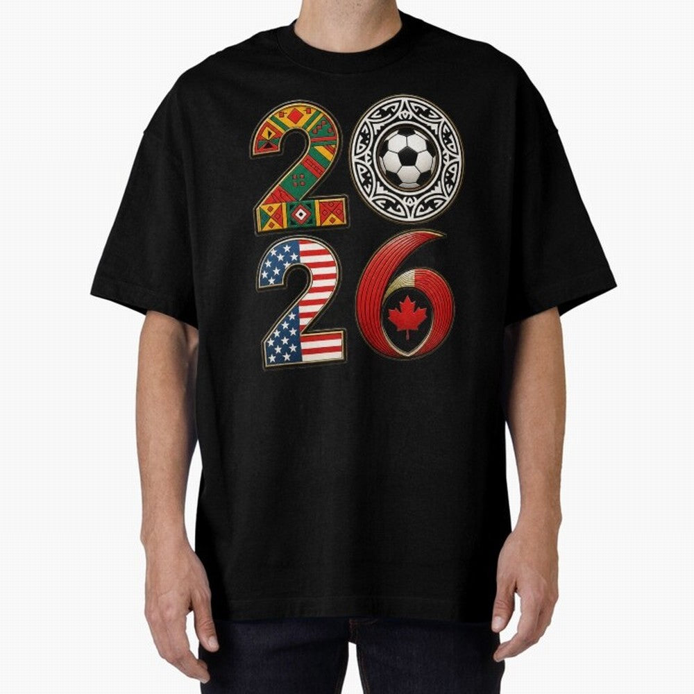 United 2026 Soccer Fan - North America Host Countries Oversized T-Shirt Honor FIFA World Cup 2026 USA Canada Mexico for Fans of Haaland and Mbappe and Brazil, Bringing Global Supporter Spirit, Legendary Goals, National Colors and Tournament