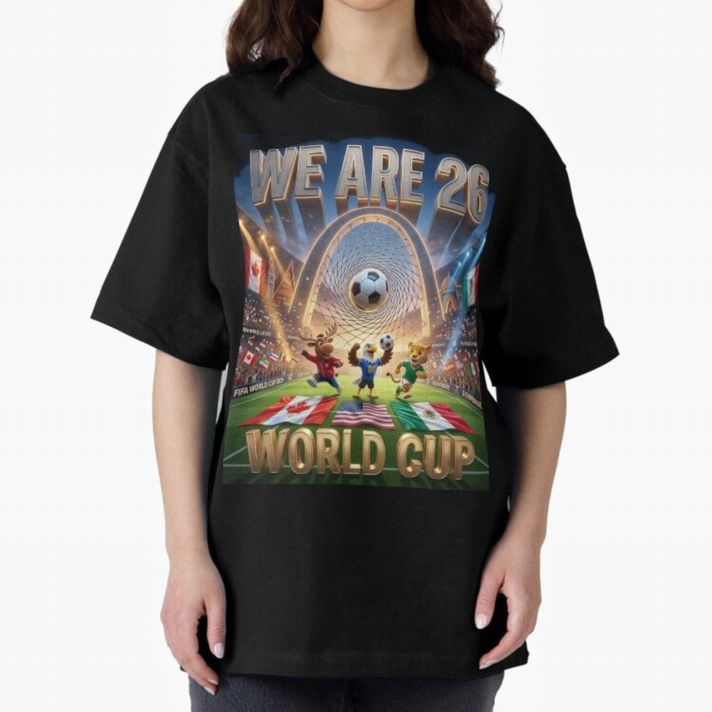 World cup 2026 Oversized T-Shirt Enjoy Match Day Hype around FIFA World Cup 2026, Mbappe, France and Portugal, Football Festival Excitement, Trophy Ambitions, Country Rivalries and Star Player Buzz; Ideal for Football Dads, Football Moms, Friends,