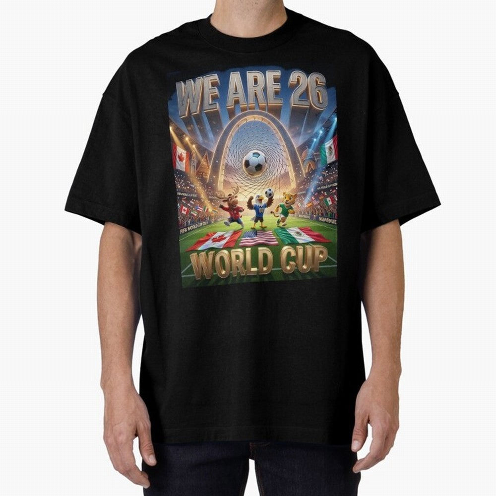 World cup 2026 Oversized T-Shirt Enjoy Match Day Hype around FIFA World Cup 2026, Mbappe, France and Portugal, Football Festival Excitement, Trophy Ambitions, Country Rivalries and Star Player Buzz; Ideal for Football Dads, Football Moms, Friends,