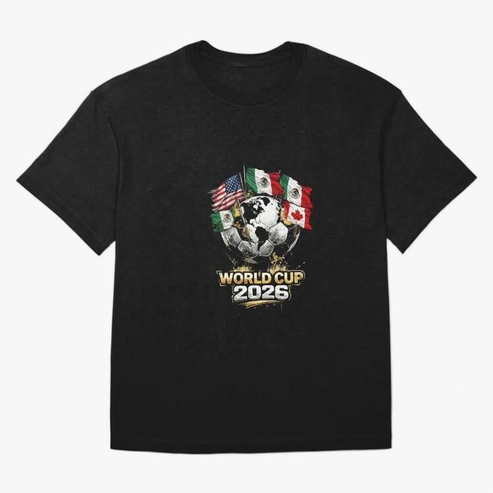 Fifa 2026 World Cup Flags Football Graphic Tee Oversized T-Shirt Follow the Final Road of FIFA World Cup 2026 Group Stage for Fans of Haaland and Mbappe and Argentina and Brazil, Bringing Stadium Chants, National Pride, Trophy Dreams and