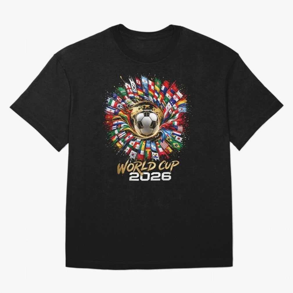 World Cup 2026 Flag Fusion Football T-Shirt Oversized T-Shirt Bring Bold Fan Energy to FIFA World Cup 2026 Group Stage for Fans of Neymar, Haaland and Cristiano Ronaldo and Portugal, Bringing Game Day Rituals, Football Legends, Country Pride and