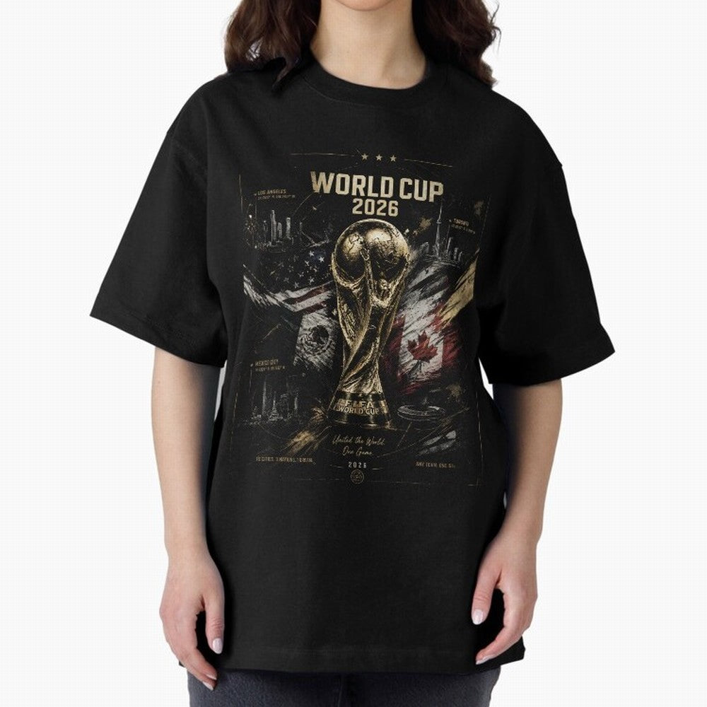2026 FIFA World Cup Oversized T-Shirt Join the Countdown to the FIFA World Cup 2026 Group Stage Journey through Haaland and Mbappe Highlights, Argentina, France and Brazil Pride, Championship Spirit, Famous Goals, Roaring Crowds and International