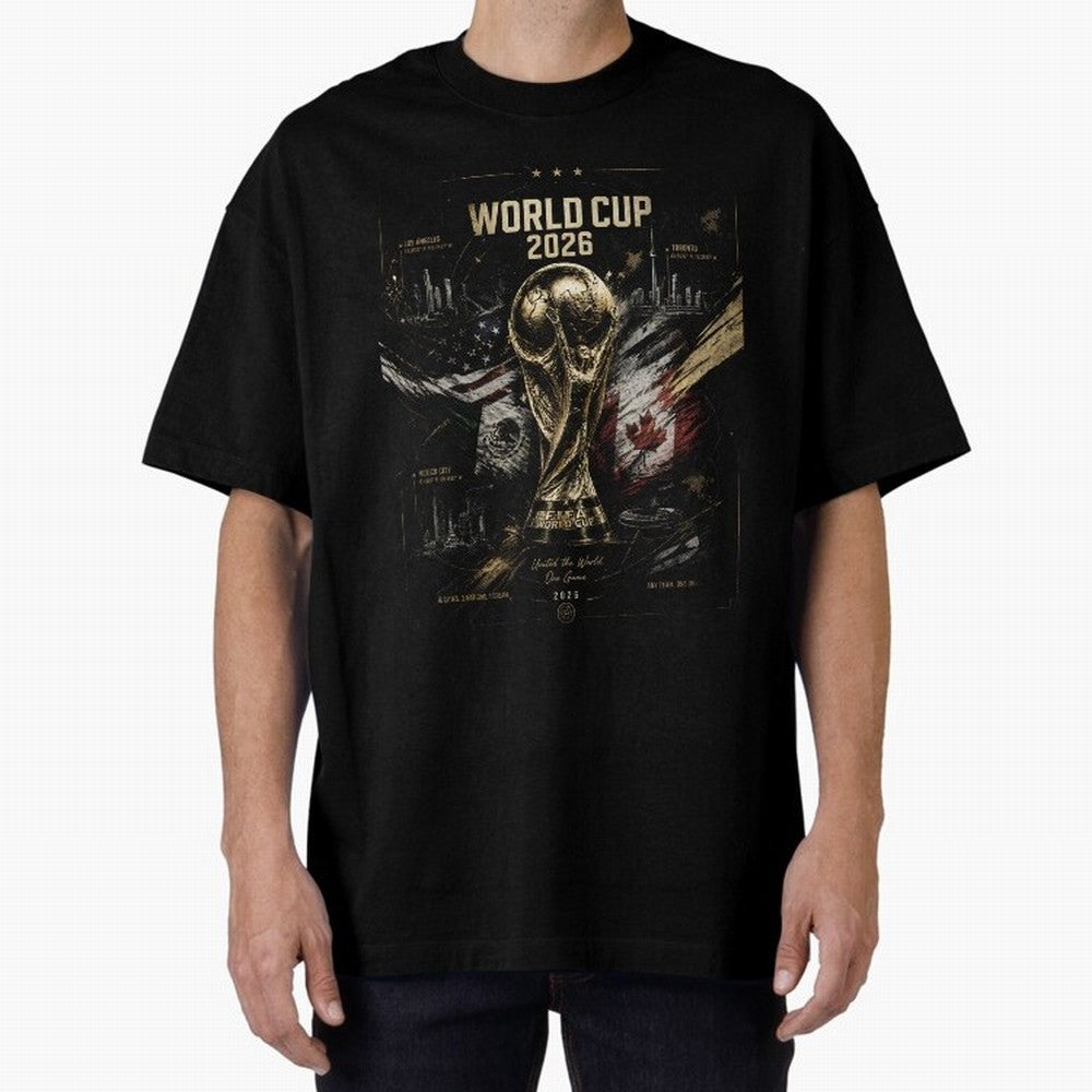 2026 FIFA World Cup Oversized T-Shirt Join the Countdown to the FIFA World Cup 2026 Group Stage Journey through Haaland and Mbappe Highlights, Argentina, France and Brazil Pride, Championship Spirit, Famous Goals, Roaring Crowds and International