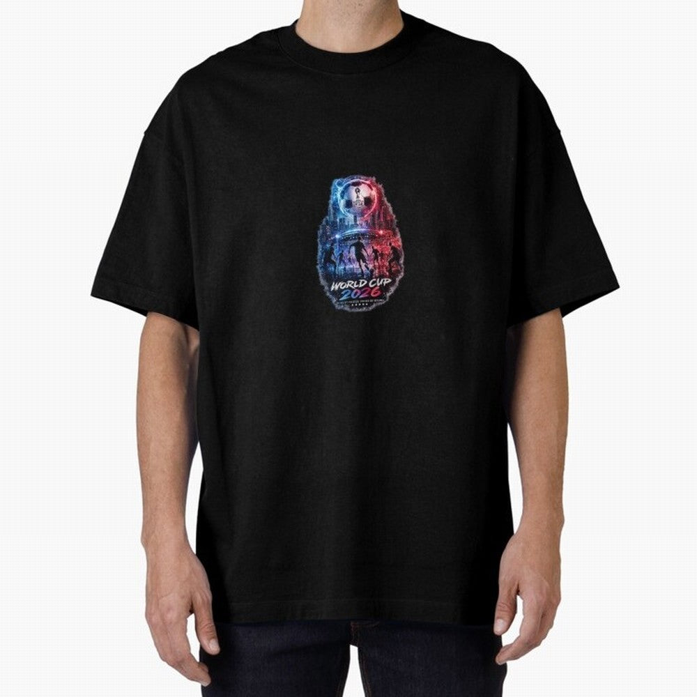 Copy of World Cup 2026 ¨C United Passion ?? | Neon Football Design Oversized T-Shirt Refresh FIFA World Cup 2026 Driven by Messi, Neymar and Mbappe, Germany Energy, Sports Nostalgia, International Competition, Famous Players and Unforgettable