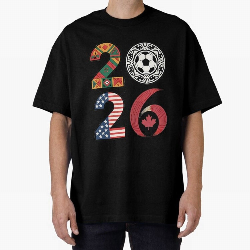 2026 Football Countries Design Usa Canada Mexico Inspired Oversized T-Shirt Celebrate Unforgettable Nights in FIFA World Cup 2026 for Fans of Haaland and Mbappe and Spain, Bringing Soccer Culture, Superstar Moments, National Team Dreams and