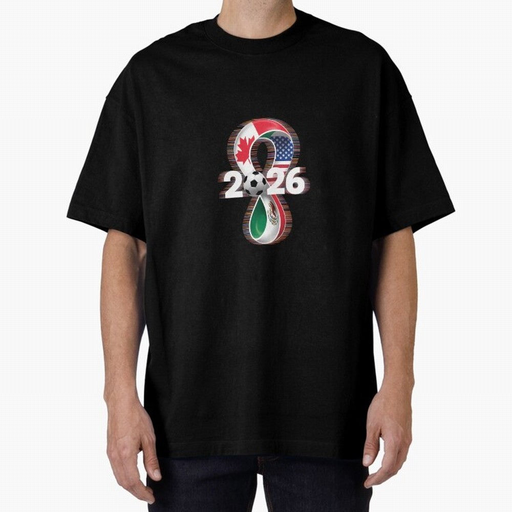Usa Canada Mexico Soccer Football 2026 Oversized T-Shirt Celebrate Soccer Greatness during FIFA World Cup 2026 Group Stage Spirit, Built around Brazil, Portugal and Argentina, Messi, CR7 and Mbappe, Football History, Final Match Energy, Crowd Noise