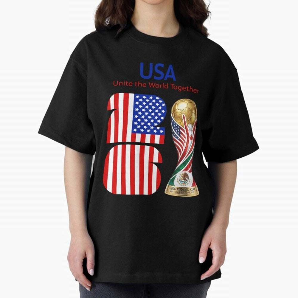World Cup 2026, IMG 020, USA 001 Oversized T-Shirt Step into Match Day Hype around FIFA World Cup 2026 USA Canada Mexico, Messi, CR7 and Mbappe, Argentina, Champion Mindset, Group Stage Buzz, Knockout Tension and Passionate Fan Culture; Ideal for