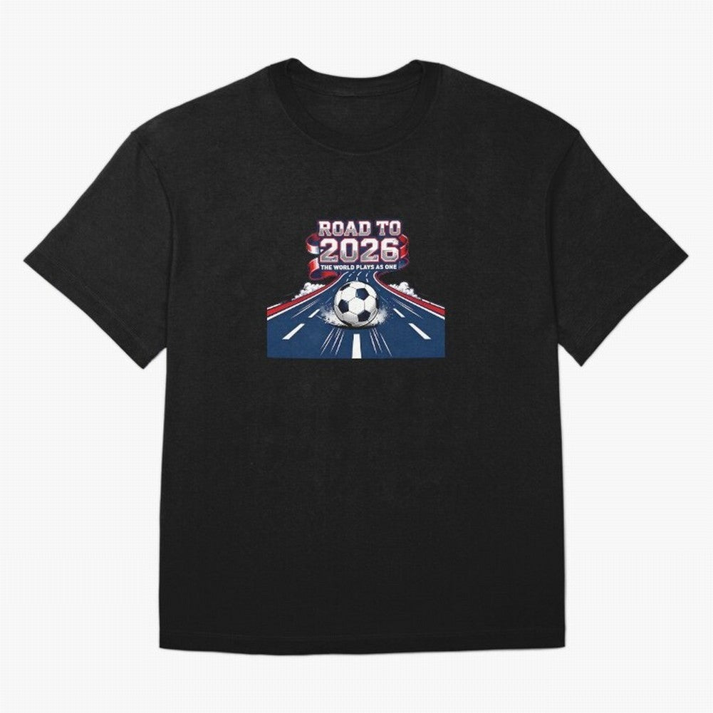 Road To 2026 The World Plays As One Oversized T-Shirt Celebrate Golden Goal Energy in Match Day Hype around FIFA World Cup 2026, Haaland, Brazil, Portugal and Argentina, Goal Celebration Energy, Supporter Heritage, Football Icons and Worldwide