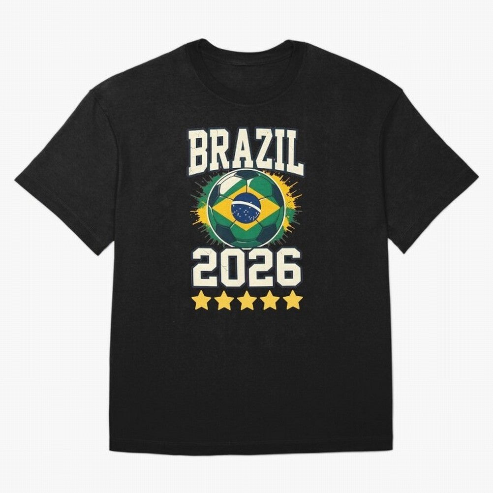 Brazil Soccer Football 2026 Oversized T-Shirt Join the Countdown to the FIFA World Cup 2026 Journey through CR7 Highlights, Argentina and Brazil Pride, Vintage Soccer Flavor, Modern Football Stars, National Flags and Final Night Emotion; Perfect