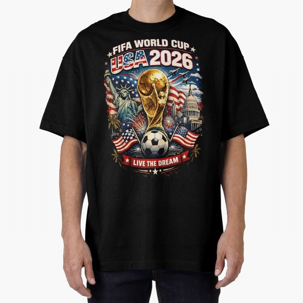 Fifa World Cup USA 2026 Colour Oversized T-Shirt Make Your Look Match the FIFA World Cup 2026 Journey through CR7 Highlights, Brazil Pride, Champion Mindset, Group Stage Buzz, Knockout Tension and Passionate Fan Culture; Ideal for Fans Who Follow