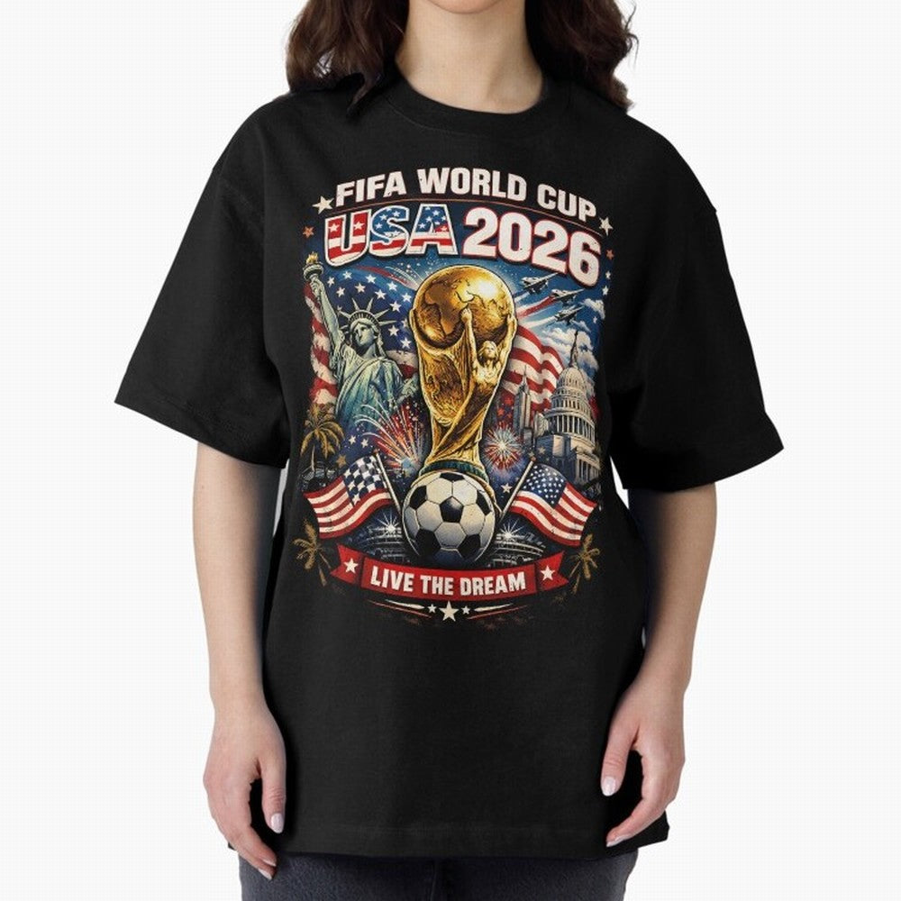 Fifa World Cup USA 2026 Colour Oversized T-Shirt Make Your Look Match the FIFA World Cup 2026 Journey through CR7 Highlights, Brazil Pride, Champion Mindset, Group Stage Buzz, Knockout Tension and Passionate Fan Culture; Ideal for Fans Who Follow