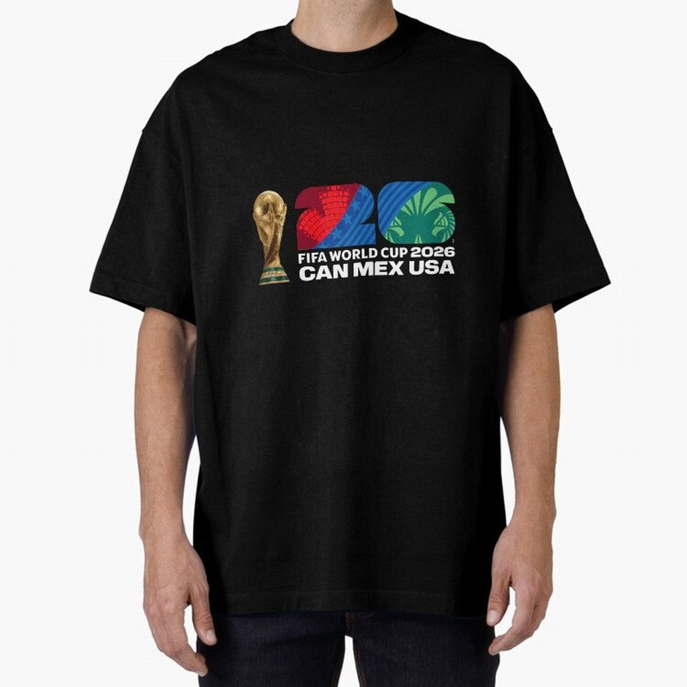 World Cup26 Host Country Trophy Oversized T-Shirt Create FIFA World Cup 2026 Centered on Messi, CR7 and Mbappe, Portugal Energy, Football Festival Excitement, Trophy Ambitions, Country Rivalries and Star Player Buzz; Created for Match Day Parties,